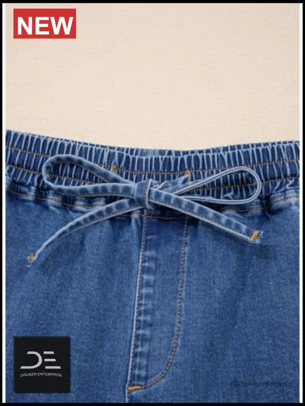 High Waisted Stretchy Drawstring Elastic Waist Baggy Denim Shorts
